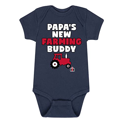 International Harvester - Papa's New Farming Buddy - Infant Baby Boy One Piece One Piece - Size 6 Months Navy