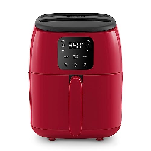 DASH Tasti-Crisp Electric Air Fryer Oven, 2.6 Qt., Red – Compact Air Fryer for Healthier Food in Minutes, Ideal for Small Spaces - Auto Shut Off, Digital, 1000-Watt