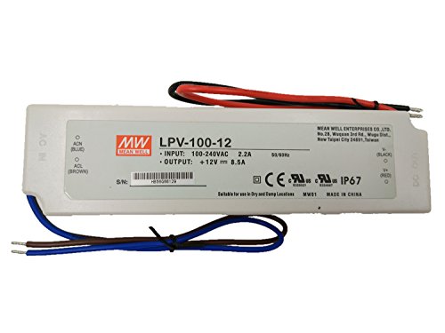 MW Mean Well LPV-100-12 LED Driver 102W 12V IP67 Power Supply Waterproof Model: