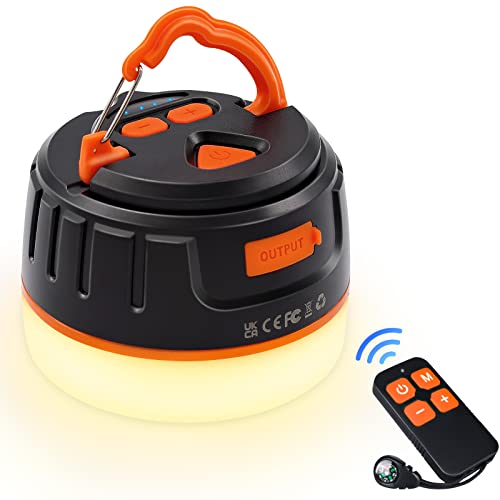 Sinvitron Camping Lantern 1000LM, 5200mAh Camping Lights with Remote Control, Up to 150H Running, 5 Lighting Modes,IPX5 Waterproof Emergency Light for Home,Power Outages, Hiking,Fishing (Org)