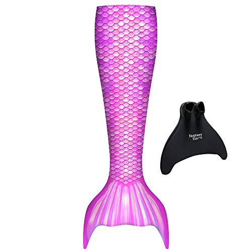 Fin Fun Fantasy with Included Monofin - Swimmable Mermaid Tail for Kids - Reinforced Water Game for Girls & Boys Made w/ Sun Resistant Material - (Pink, Child S/M)