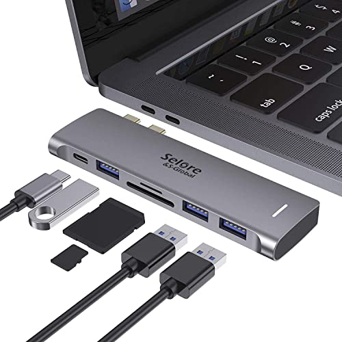 USB C Adapter for MacBook Pro/MacBook Air M1 M2 2021 2020 2019 2018 13' 15' 16', 6 in 1 USB-C Hub MacBook Pro Accessories with 3 USB 3.0 Ports,USB C to SD/TF Card Reader and 100W Thunderbolt 3 PD Port