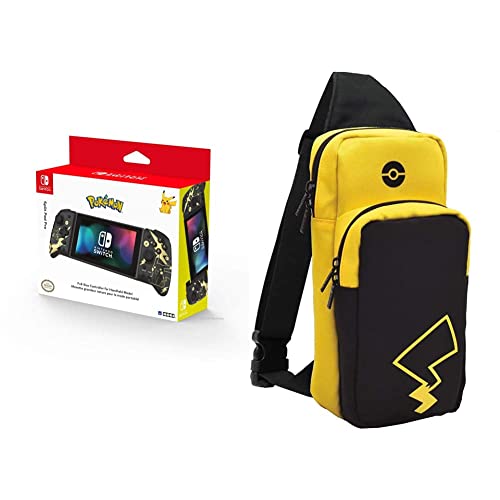 HORI Nintendo Switch Split Pad Pro (Black & Gold Pikachu) and Nintendo Switch Adventure Pack (Pikachu Edition) Travel Bag - Officially Licensed By Nintendo and The Pokemon Company International