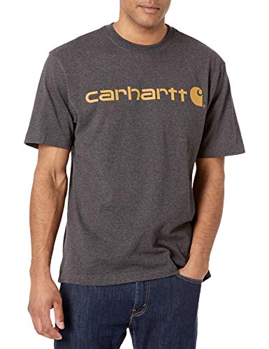 Carhartt Men's Loose Fit Heavyweight Short-Sleeve Logo Graphic T-Shirt,Carbon Heather2X-Large