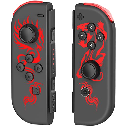 PPKKAI Controller for Nintendo Switch, Red Dragon Controllers for Switch/Lite/OLED, Replacement Controllers with Dual Vibration/Wake-up