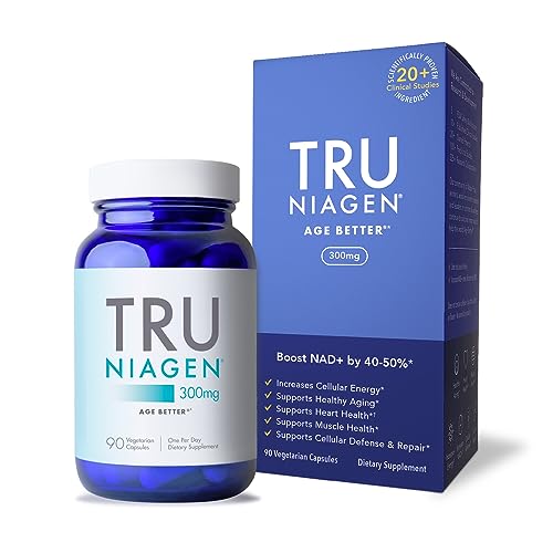TRU NIAGEN Patented Nicotinamide Riboside NAD+ Supplement | NR Supports Cellular Energy, Metabolism & Repair, Vitality, Healthy Aging of Heart, Brain & Muscle | 90 Servings/90 Capsules (Pack of 1)