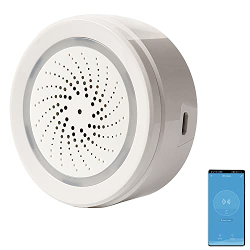 Smart Wi-Fi Siren Alarm: Wireless Alarm for Home Security, Burglar Alarm with Sound and Light Alarm, 100dB Sounder, Tuya App Control, No Hub Required, Compatible with Alexa, Google Assistant