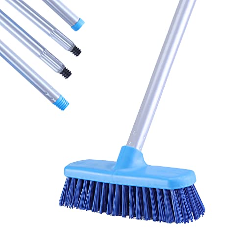 YONILL Deck Brush with Long Handle - Floor Scrub Brushes for Cleaning Shower, Stiff Bristle Scrubbing Brush, 50' Floor Scrubber Brush for Bathroom, Bathtub, Tub, Tile Floors, Garage and Patio