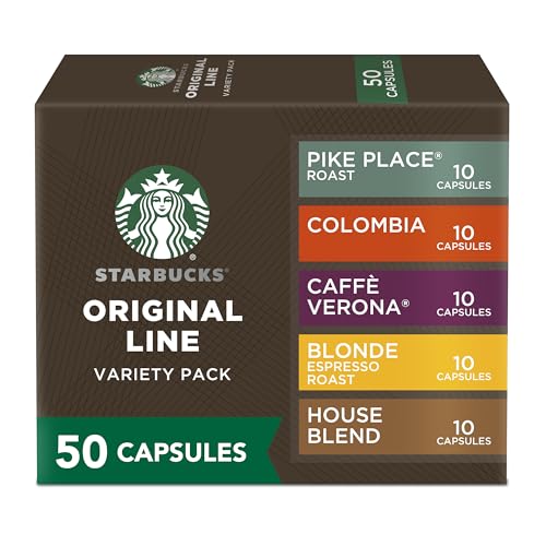Starbucks by Nespresso Variety Pack Coffee (50-count single serve capsules, compatible with Nespresso Original Line System)