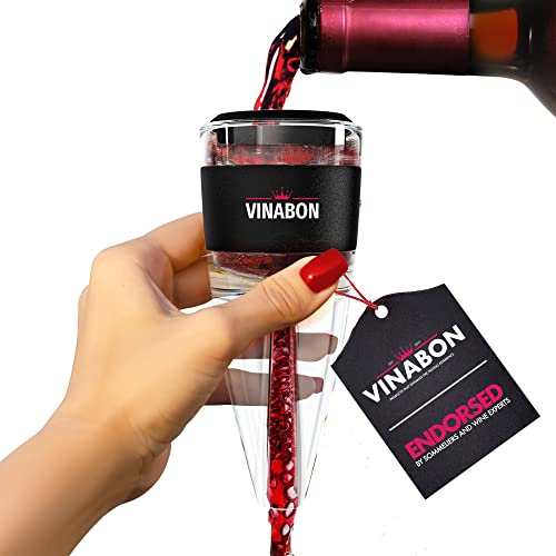 VINABON Wine Aerator – Professional-Quality 3-in-1 Multi-Stage Red Wine Decanter with Aerator – Improves Wine Flavor & Bouquet, Filters Impurities, Prevents Drips & Spills. Includes WineGuide Ebook