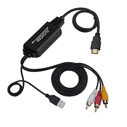 RCA to HDMI Converter, AV to HDMI Converter Cable Cord, 3RCA CVBS Composite Audio Video to 1080P HDMI Supporting PAL NTSC for PC Laptop Xbox PS3 PS4 TV STB VHS VCR Camera DVD Etc