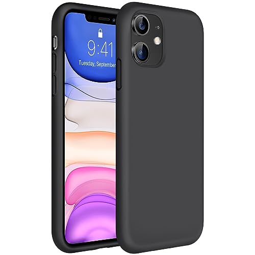 Miracase Liquid Silicone Phone Case Compatible with iPhone 11 6.1 inch(2019), Gel Rubber Full Body Protection Cover Case Drop Protection Case (Black)