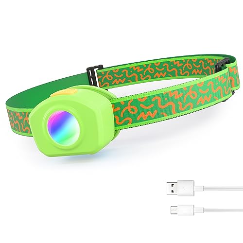 EverBrite LED Headlamp Rechargeable Kids Headlamp with RGB Mode and Adjustable Headband, 3 Modes Multicolor Headlamps for Kids, Bright Kids Head Lamp for Camping, Reading, Exploring, Parties