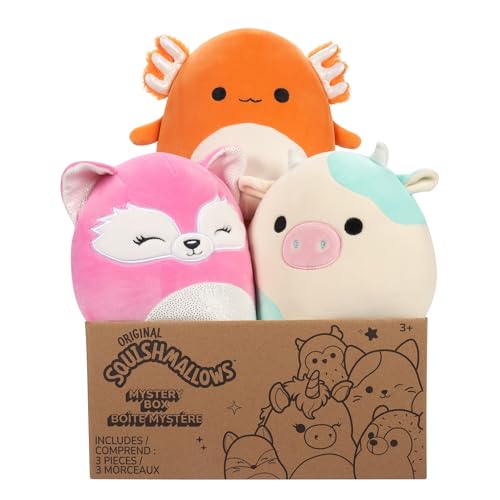 Squishmallows Official Kellytoy 8' Plush Mystery Pack - Styles Will Vary in Surprise Box That Includes Three 8' Plush