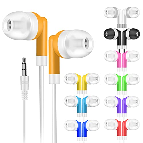 OSSZIT Kids Bulk Earbuds 30 Pack Wholesale Earbuds Headphones Bulk Perfect for School Classroom Libraries Students Multi Colored Individually Bagged