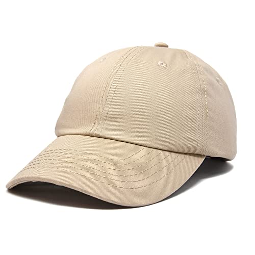 DALIX Unisex Youth Childrens Cotton Cap Adjustable Plain Hat - Unstructured (Khaki)