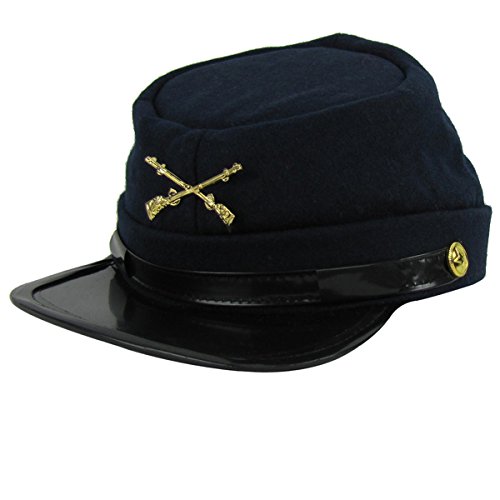 TreasureGurus Union Army Infantry Soldier Civil War Reenactor Kepi Wool Hat (Medium) Navy Blue
