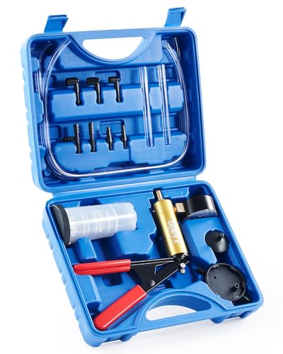 Orion Motor Tech Brake Bleeder Kit with Hand Vacuum Pump and Adapters, Brake Bleeding Kit for Brake Fluid Power Steering Fluid More, Vacuum Brake Bleeder Pump with Pressure Gauge