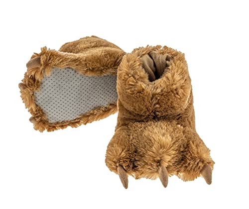 Lazy One Animal Paw Slippers for Kids and Adults, Fun Costume for Kids, Cozy Furry Slippers, Bear, Monster (Brown, X-Large)