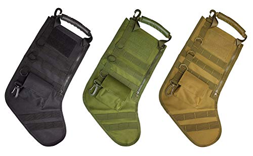 Etistta Tactical Stocking 20 inch Tactical Christmas Stockings for Man with Molle Gear (Set of 3, Black, Od Green, Khaki)