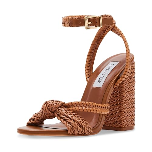 Steve Madden Women's Malou Heeled Sandal, Cognac, 8.5