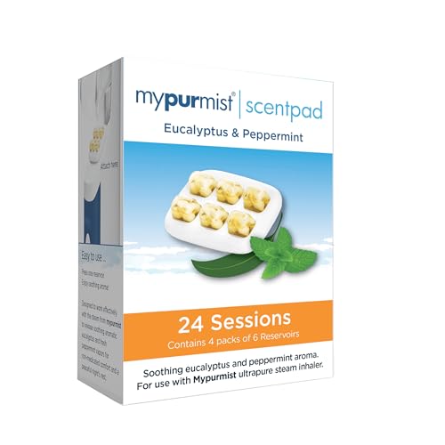 Mypurmist ScentPad, Eucalyptus and Peppermint for use with Mypurmist Ultrapure Steam Inhaler, Vaporizer and Humidifiers, 24 reservoirs