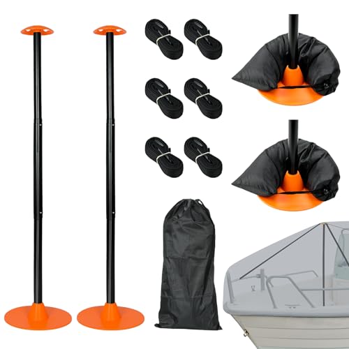Nukugula 2 Pcs Boat Cover Support Pole System with 8 Adjustable Height (23'-57') - Furniture Cover Support Pole with Sandbag, Storage Bag