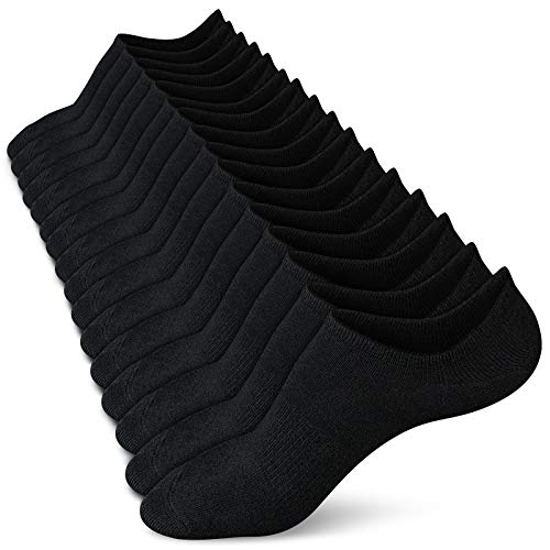 wernies 8 Pairs Short Socks Black No Show Low Socks Women Thin Non Slip Invisible Loafer Ankle Low Cut Socks