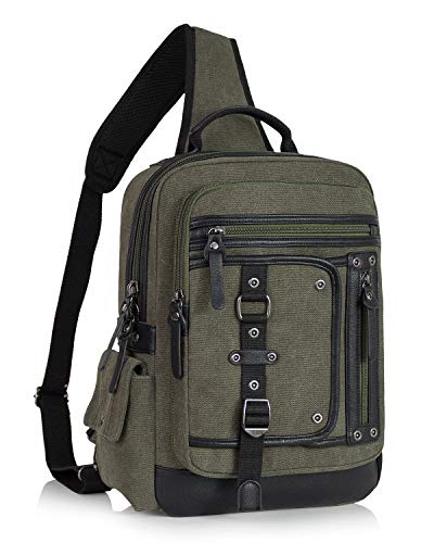 Schkleier Messenger Bag for Men Canvas Sling Bag Crossbody Backpack Laptop Shoulder Bag Hiking Daypacks Casual Tactical