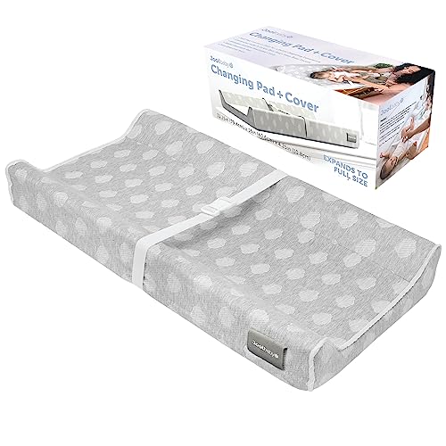 Jool Baby Changing Pad - Contoured, Waterproof & Non-Slip, includes a Cozy, Breathable, & Washable Cover (Gray)