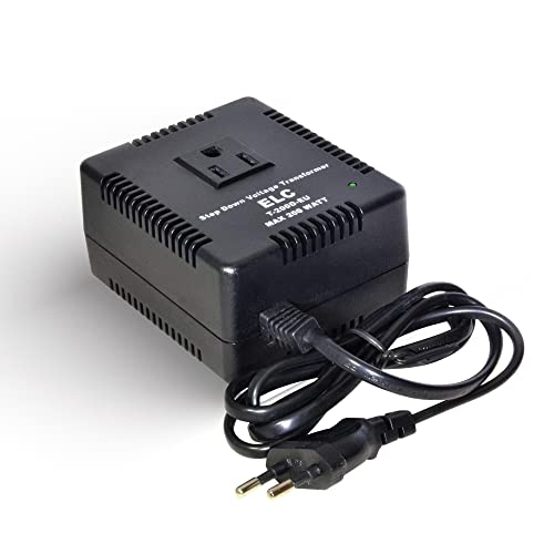 ELC 200-Watt Voltage Converter - Step Down - 220v to 110v / 240v to 120v Travel Power Converter - for Hair Straightener, Hair Dryer, Laptops and Chargers, CE Certified [3-Years Warranty]