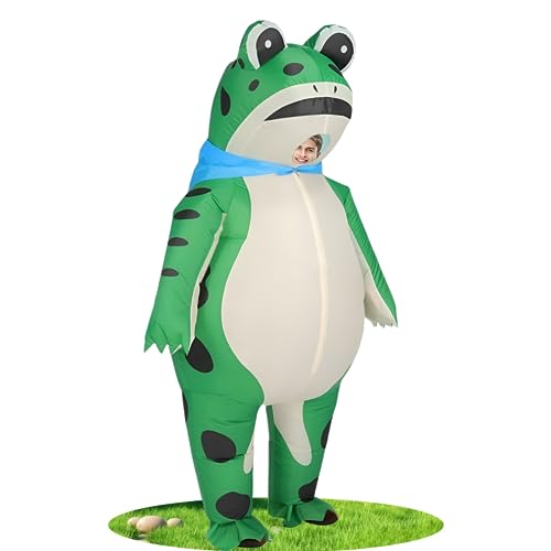 JINSTABAG Inflatable Costume Adult Frog Full Body Deluxe Funny Air Blow Up Costume for Men Women Halloween