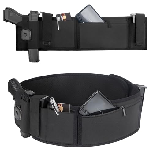 Belly Band Holster for Concealed Carry, KUMGIM Belly Gun Holsters for Men Women 380 9MM, Waist Band Holster Conceal Carrier Belt Airsoft Holster Fits G19 G17 G42 G43, Smith Wesson, Taurus, Ruger