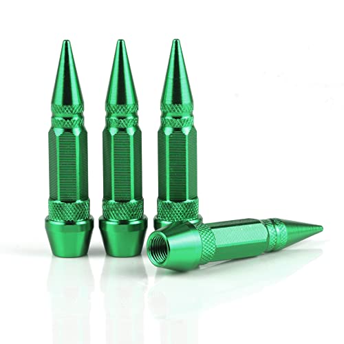 SINGARO 60mm Spiked Valve Caps,Aluminum Alloy Dustproof and Waterproof Tire Valve Stem Caps, Suitable for Cars, Trucks and Motorcycles (4PCS Green)