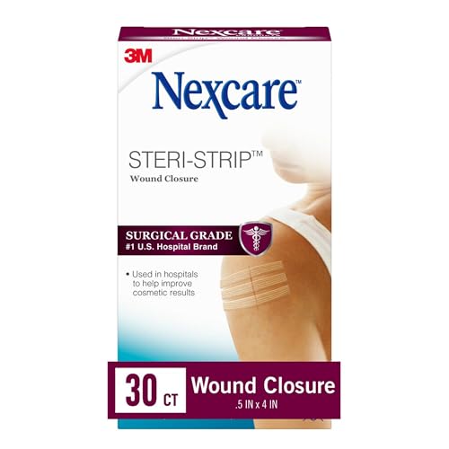 Nexcare Steri-Strip Wound Closure, Breathable Strips Hold Small Wounds Firmly Closed, Great After Sutures or Staples - 30 Wound Closures