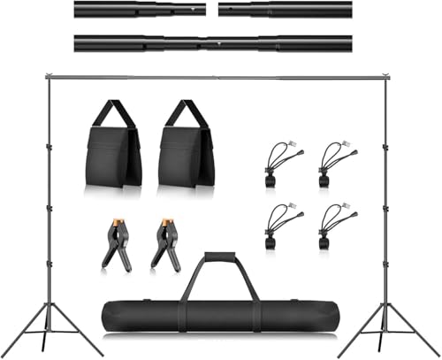 EMART 8.5 x 10 ft Photo Backdrop Stand, Adjustable Photography Muslin Background Support System Stand for Photo Video Studio