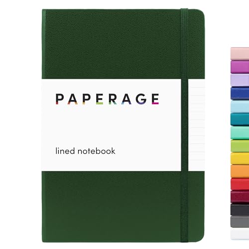 PAPERAGE Lined Journal Notebook, (Dark Green), 160 Pages, Medium 5.7 inches x 8 inches - 100 GSM Thick Paper, Hardcover