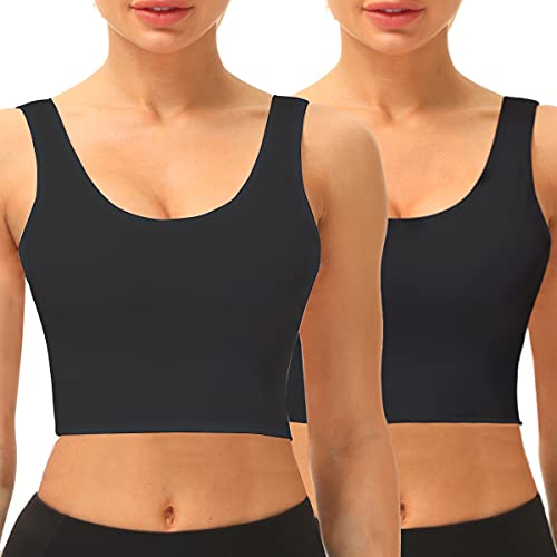 SIMIYA Womens Seamless Sports Bra Wireless Compression Bras Super Comfort Yoga Bralette Breathable Crop Tank Tops 2 Packs-(BB,XL)