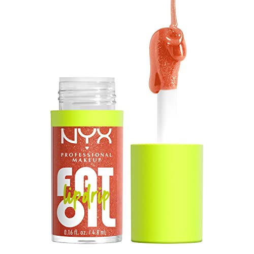 NYX PROFESSIONAL MAKEUP Fat Oil Lip Drip, Moisturizing, Shiny and Vegan Tinted Lip Gloss - Follow Back (Shimmering Warm Nude)