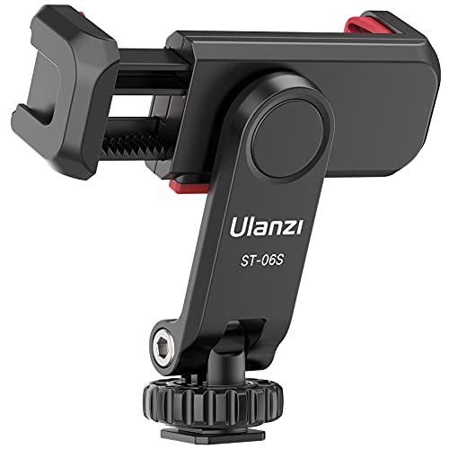 Phone Tripod Mount Holder for iPhone - ULANZI ST-06S Camera Hot 2 Cold Shoe Phone Mount Compatible for iPhone Android Sony Canon DJI Ronin S/SC Zhiyun Gimbals