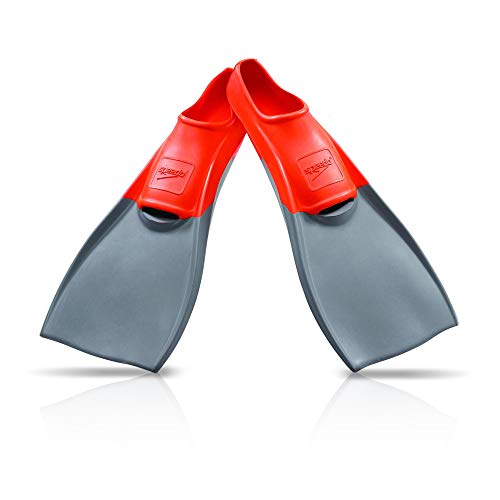 Speedo Unisex-Adult Swim Training Fins Rubber Long Blade,Orange/Grey