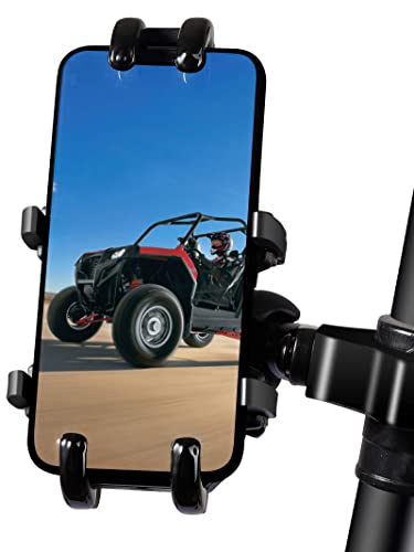 ZIDIYORUO UTV Phone Holder, Aluminum Alloy Heavy Duty Cell Phone Mount for UTV/SXS,360° Adjustable Mounting Bracket Fits 1.75”-2” Roll Cage, 8 Claws Tightly Hold iPhones or 4.7”-7.1' Devices