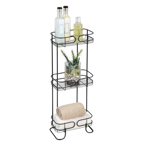 iDesign Steel Bathroom Caddy Organizer with Three Wire Basket Shelves, The Neo Collection - 6.3' x 9.8' x 26.1', Matte Black