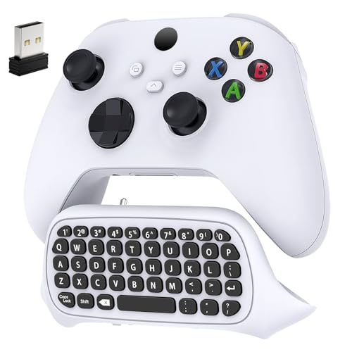 Keyboard for Xbox Series X/S, One/One X/S, Elite one/2 Controller, Wireless Chatpad Gaming Keypad with USB Receiver and Speaker, 3.5mm Audio Jack Accessories for Xbox (Controller Not Included), White