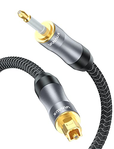 VANAUX Toslink to Mini Toslink Digital Optical Cable, S/PDIF Fiber Optic Audio Cable, 24K Gold Plated, HiFi Sound for Soundbars, Stereo Systems, Amplifiers【Not A 3.5mm Auxiliary Plug】(3.3ft/1m)