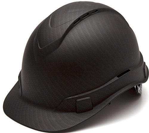 Pyramex Ridgeline Cap Style Hard Hat 4 Point Ratchet Vented Matte Black Graphite Pattern