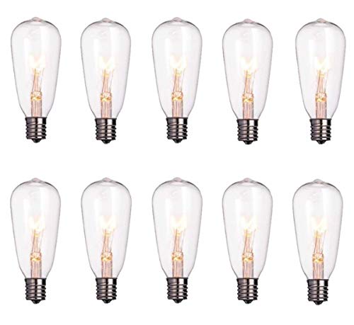 ‎10 Pack Edison Light Bulbs Replacement, 7-Watt C9/E17 Intermediate Screw Base ST40 Clear Glass Light Bulbs, ST40 Vintage Replacement Light Bulbs for Indoor Outdoor Patio String Lights