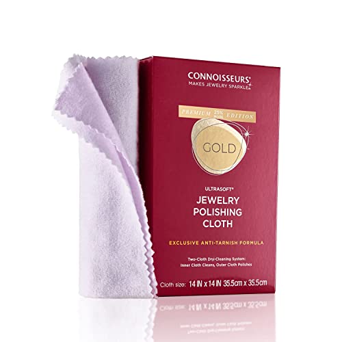 CONNOISSEURS Premium Edition Ultrasoft Gold Polishing Cloth with Anti-Tarnish, Large Value Size 14x14 Inches
