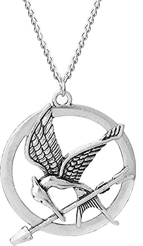 True Radiance Hunger Games Necklace, Mockingjay Necklace Pendant Silver, 1.5''