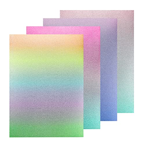 Gradient Glitter Cardstock Paper, 16 Sheets 4 Gradient Colors Glitter Paper, 200gsm/74lb Premium A4 Sparkly Paper, Shinny Craft Paper for Crafts, Card Making, DIY Project, Party Decor
